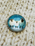 Winter Sheep Glass and Metal Button – 22mm – Sold Individually