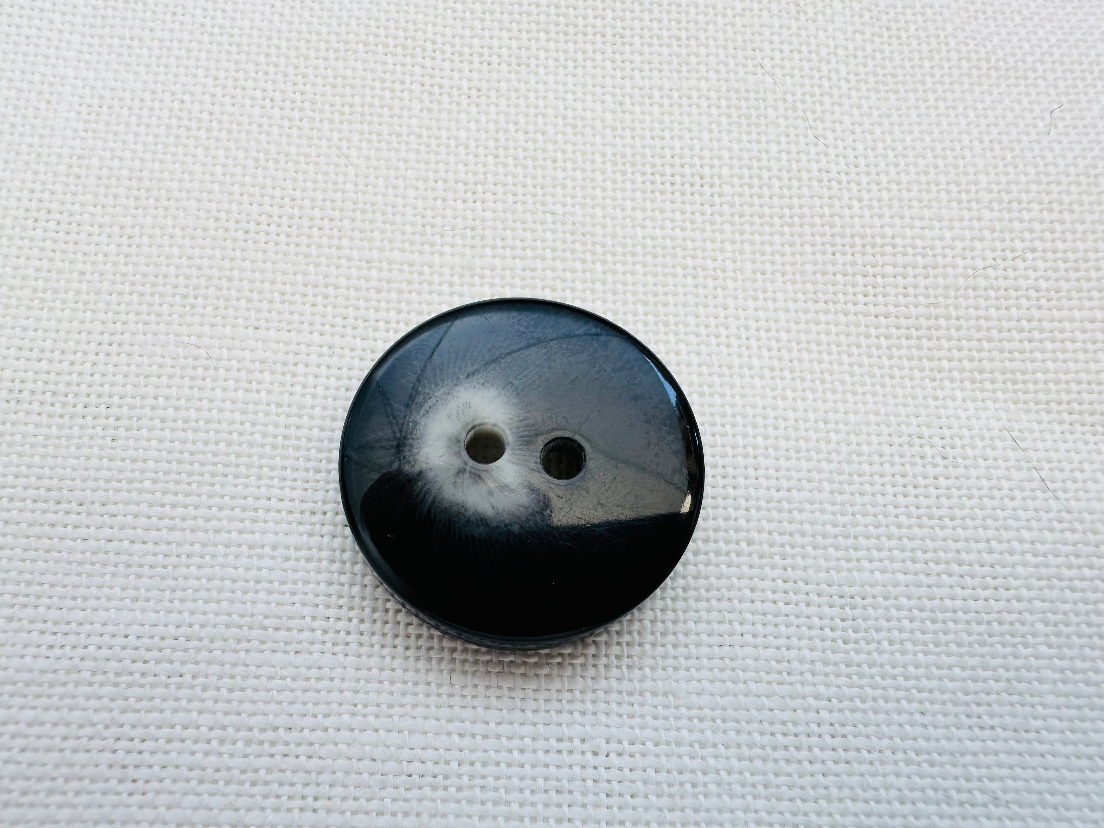 28mm Black & Grey Two-Hole Button – Sold Individually