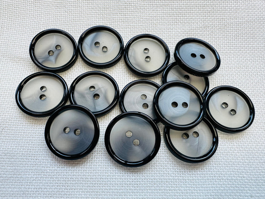 20mm Black & Grey Two Hole Buttons – Pack of 13 – Last Chance Treasure