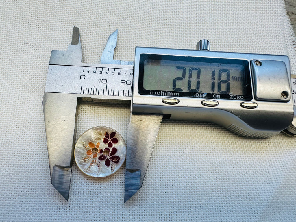 20mm Printed Agoya Shell Button – Floral Design – Sold Individually