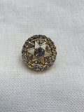 28mm Silver Rhinestone Star Button in Gold Tone Metal
