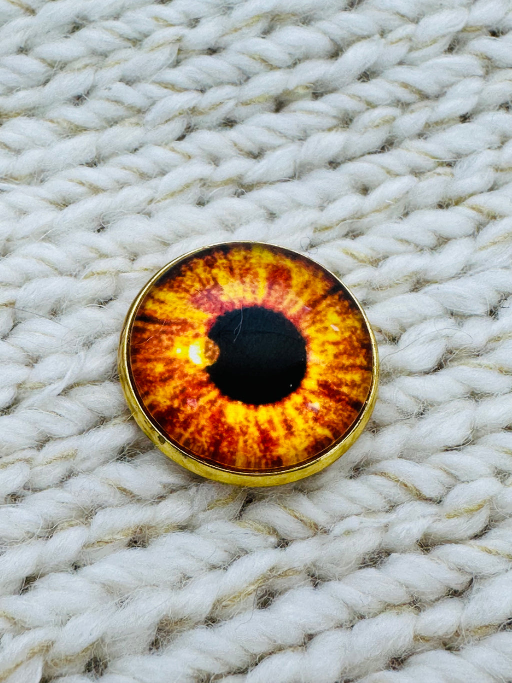 Amber Eye Glass and Metal Button – 22mm