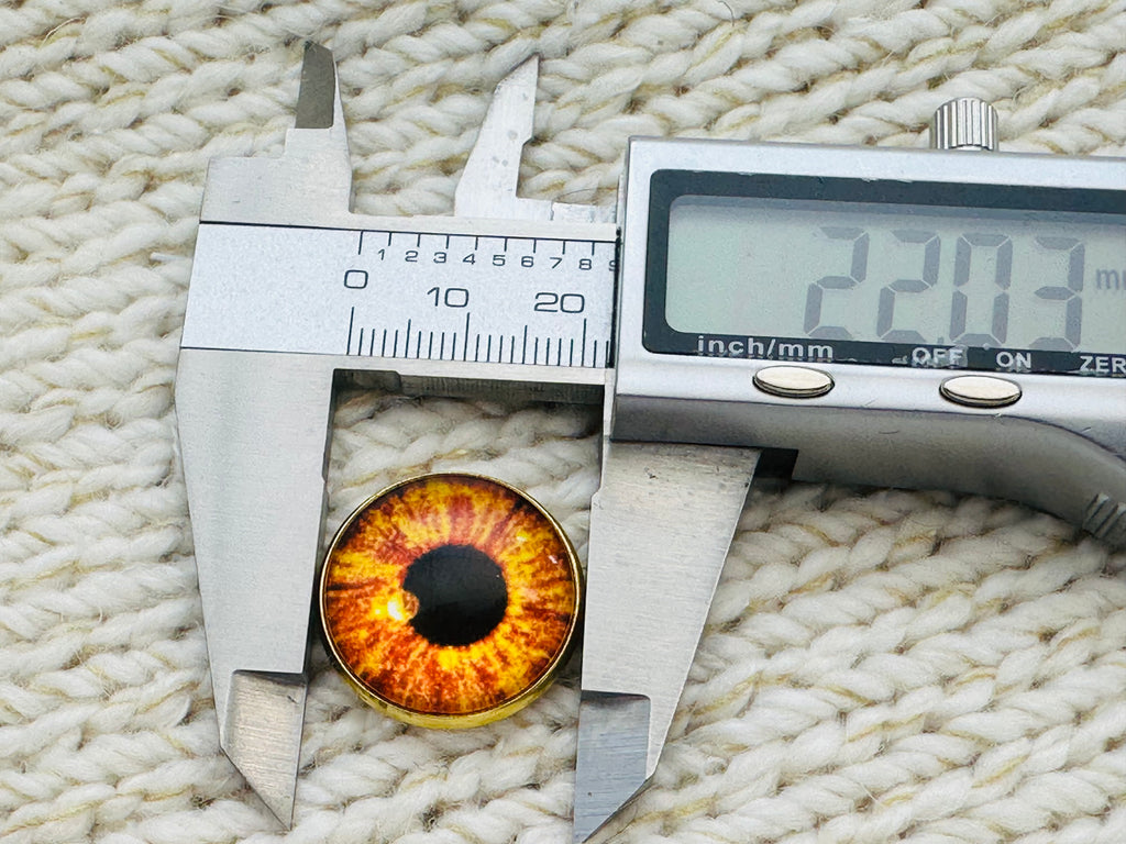 Amber Eye Glass and Metal Button – 22mm