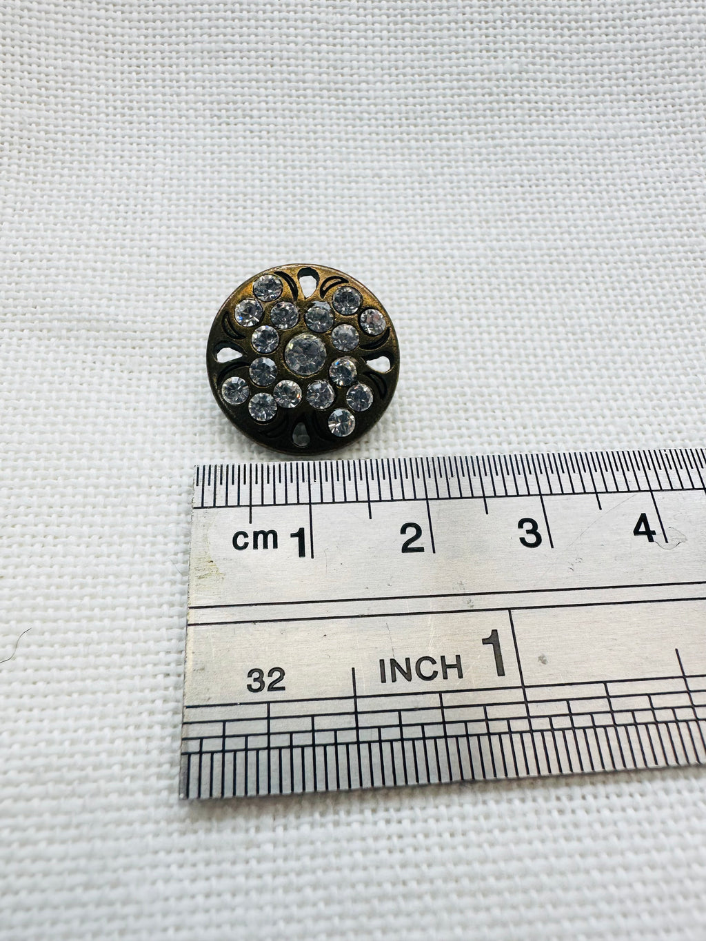 18mm Clear Rhinestone Metal Button – Sold Individually