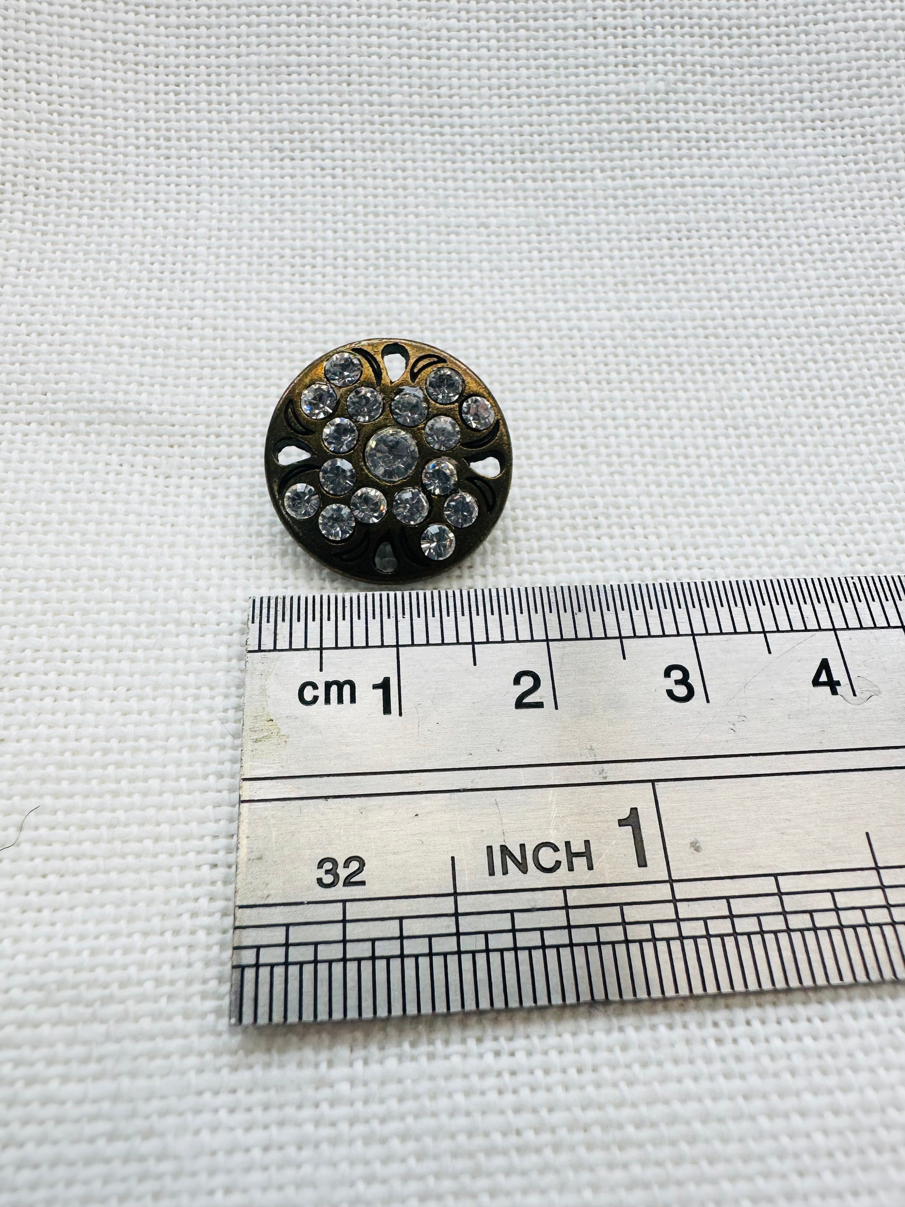 18mm Clear Rhinestone Metal Button – Sold Individually