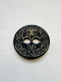 Black Engraved Button with Gold Effect Detail – 34mm