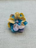 24mm Blue, Lilac and Yellow Resin Flower Button