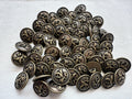 15mm Antique Brass Metal Buttons – Pack of 60 | Clearance Corner