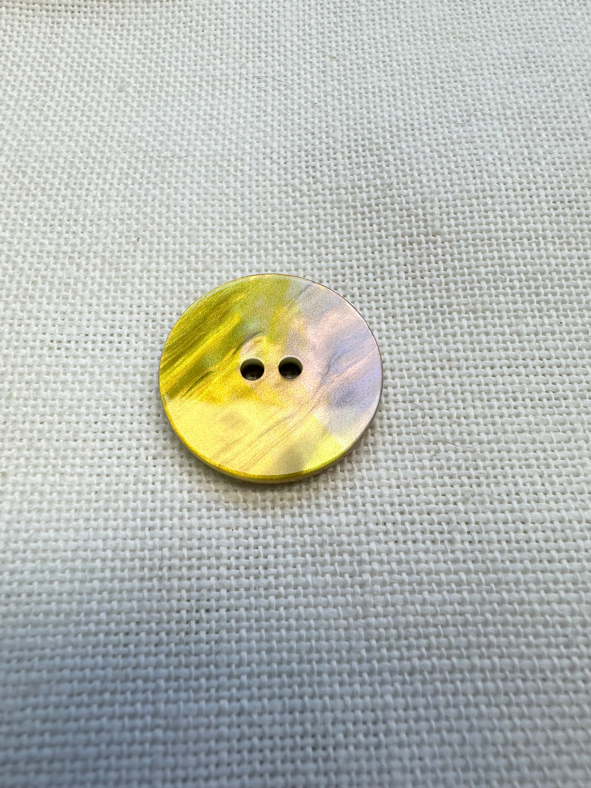 23mm Yellow & Pastel Pearlescent Two Hole Button – Plastic