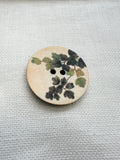 Large Botanical Leaf Button – Cream, Green & Charcoal – 35mm