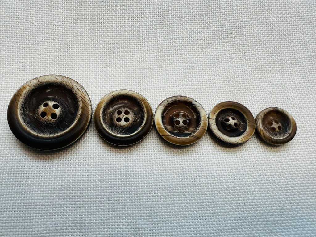 Brown Marbled Four-Hole Buttons – 15mm to 30mm