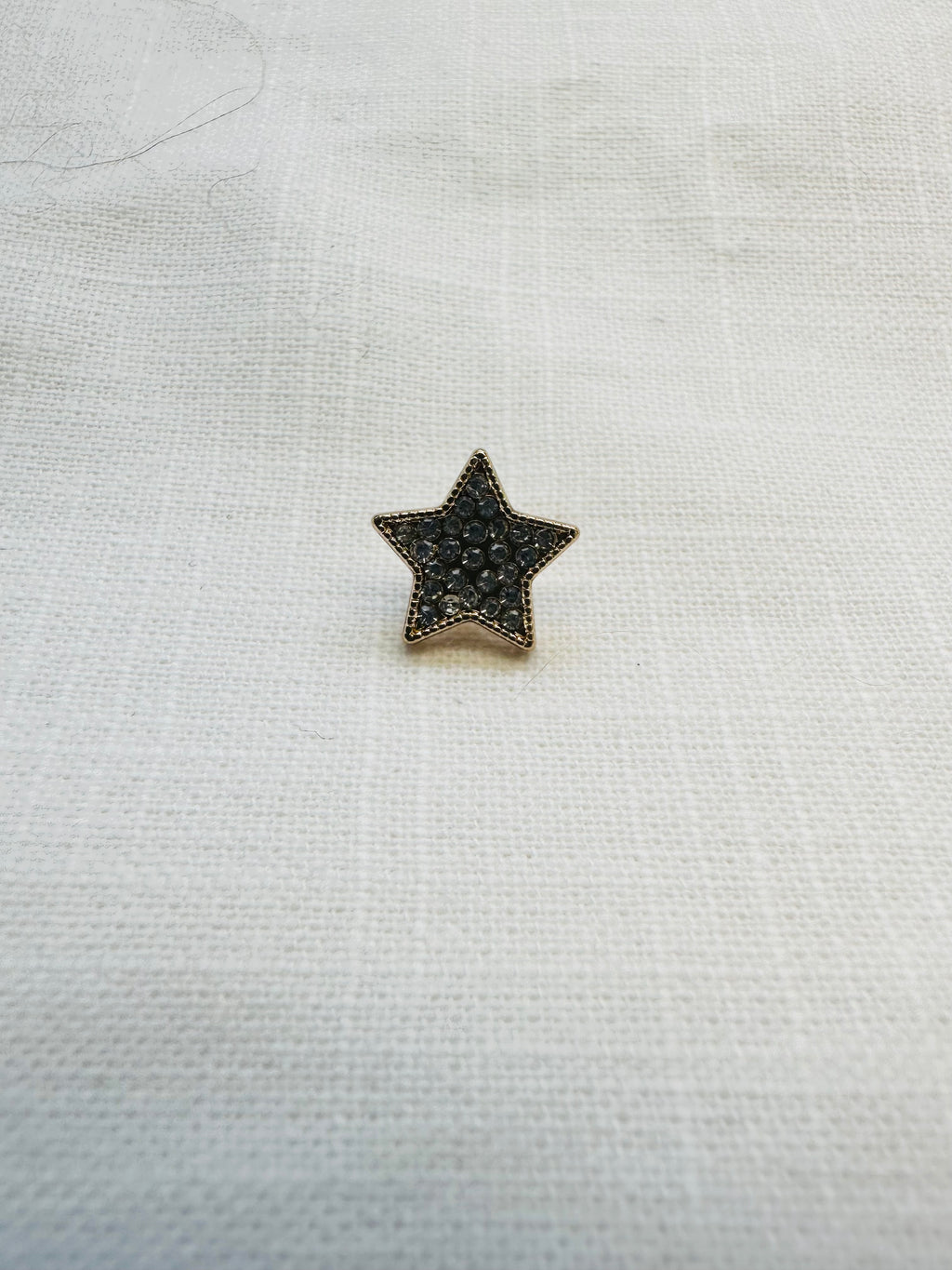 11mm Silver Diamante Star Button in Gold-Tone Metal
