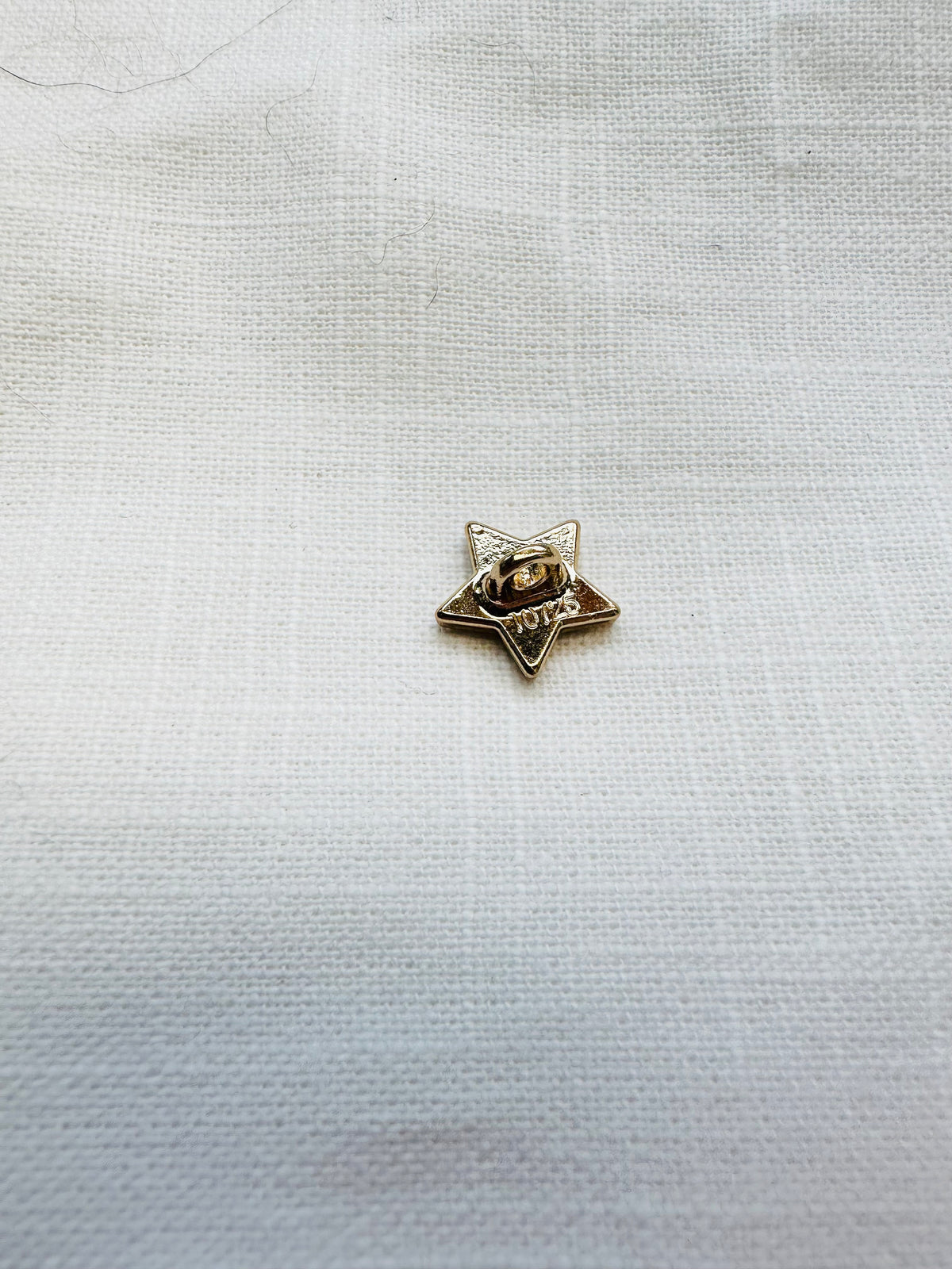11mm Silver Diamante Star Button in Gold-Tone Metal