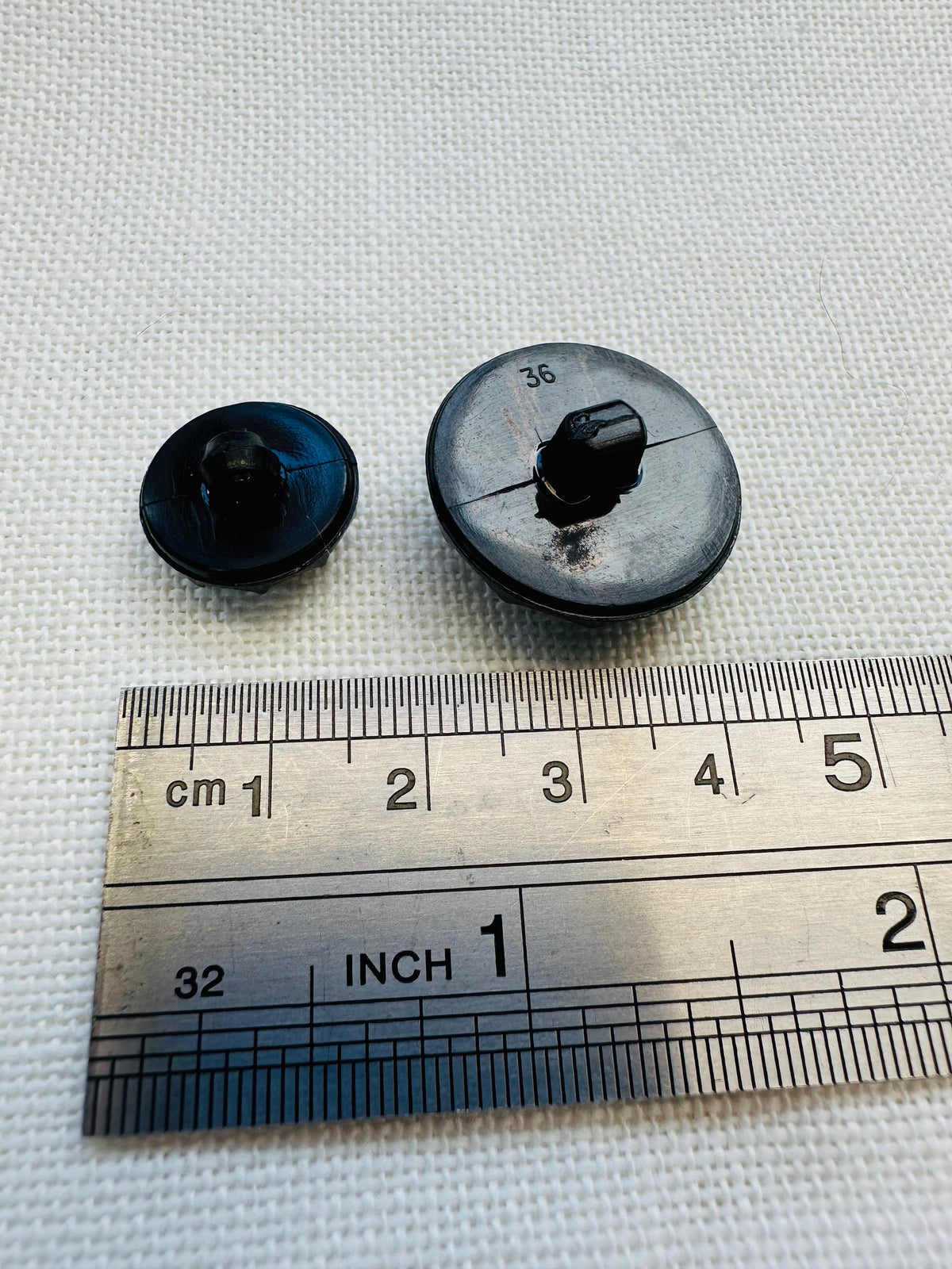 Black Textured Buttons with Bead-like Centre | 15 mm & 23 mm