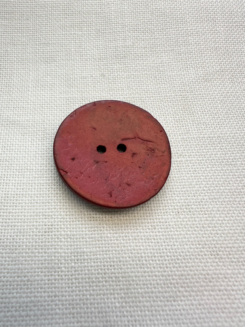 38 mm Red Coconut Shell Button – Two Hole – Sold Individually