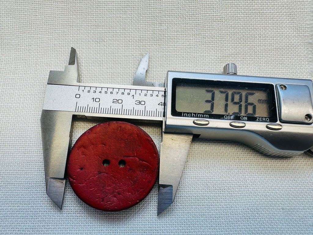 38 mm Red Coconut Shell Button – Two Hole – Sold Individually