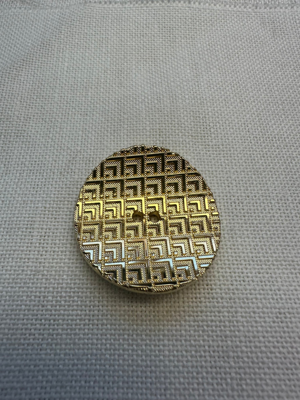 34mm Gold Coloured Geometric Plastic Button – Two Hole – Sold Individually