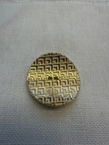 34mm Gold Coloured Geometric Plastic Button – Two Hole – Sold Individually