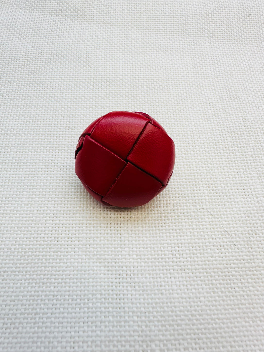 Vintage Red Leather Woven Button – 27mm