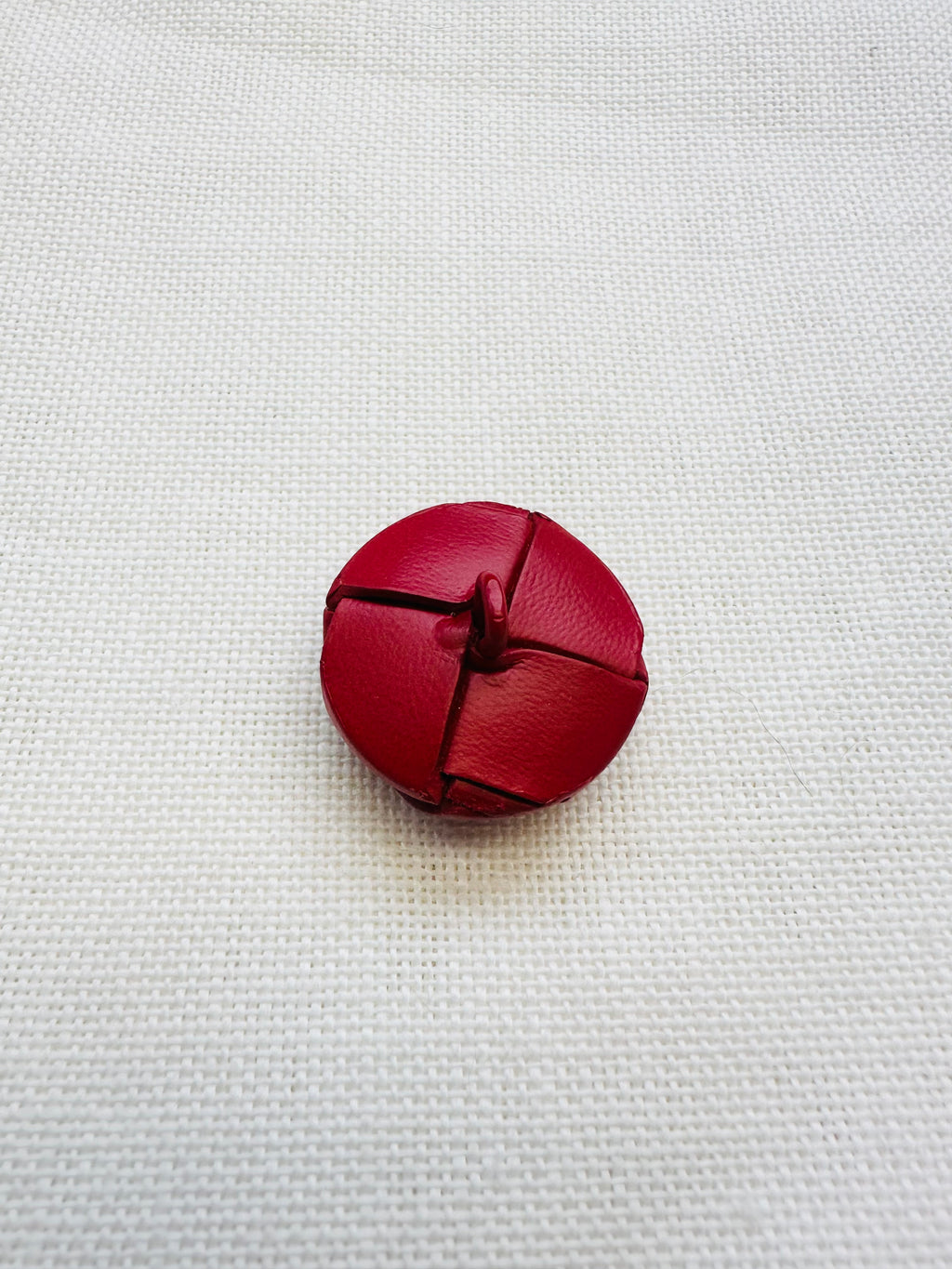 Vintage Red Leather Woven Button – 27mm