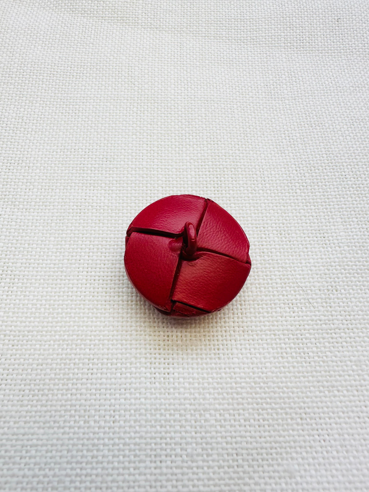 Vintage Red Leather Woven Button – 27mm