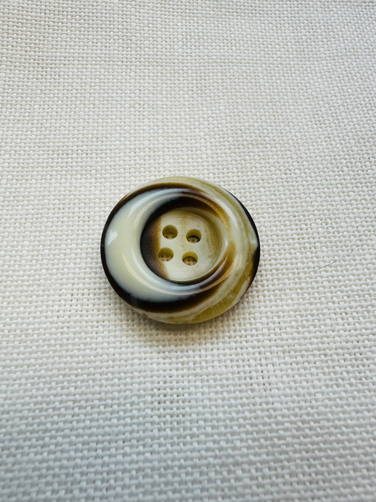 Brown and Cream Swirl Button – 25mm Four Hole Button – Sold Individually