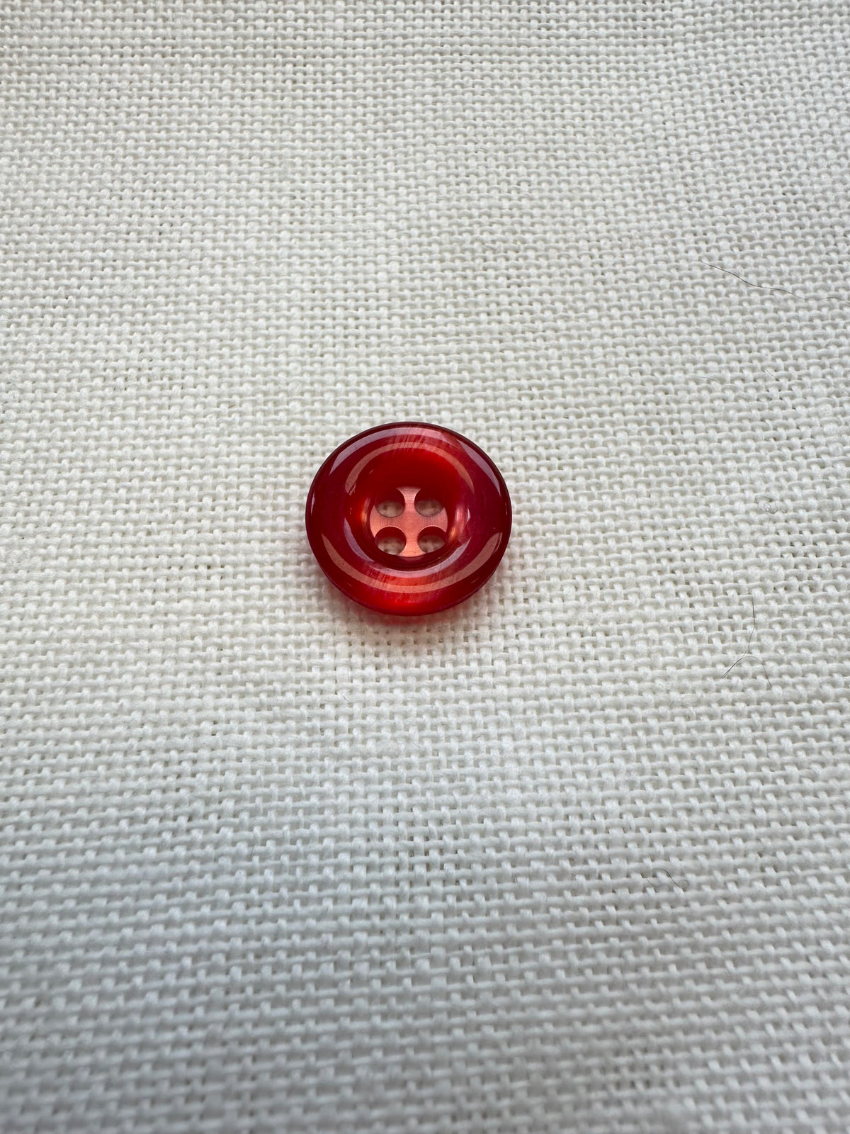 Red Four-Hole Button – 15 mm – Sold Individually