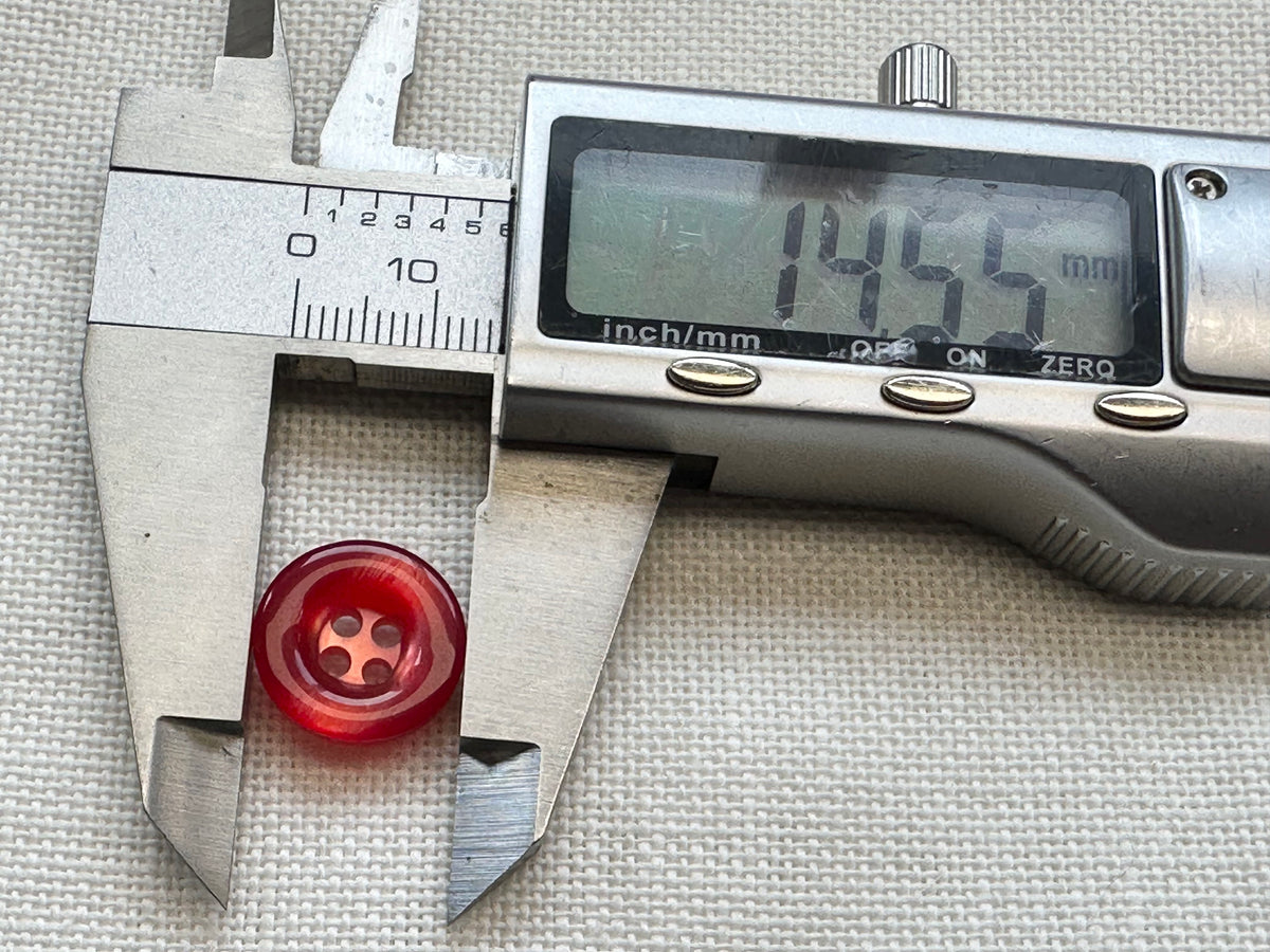 Red Four-Hole Button – 15 mm – Sold Individually