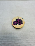 Purple Grape Faux Wood Button – 23mm