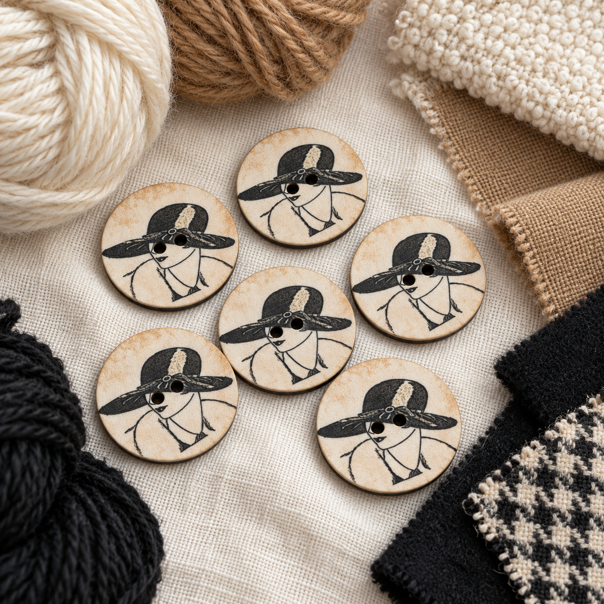 Lady in Hat Button – 35mm