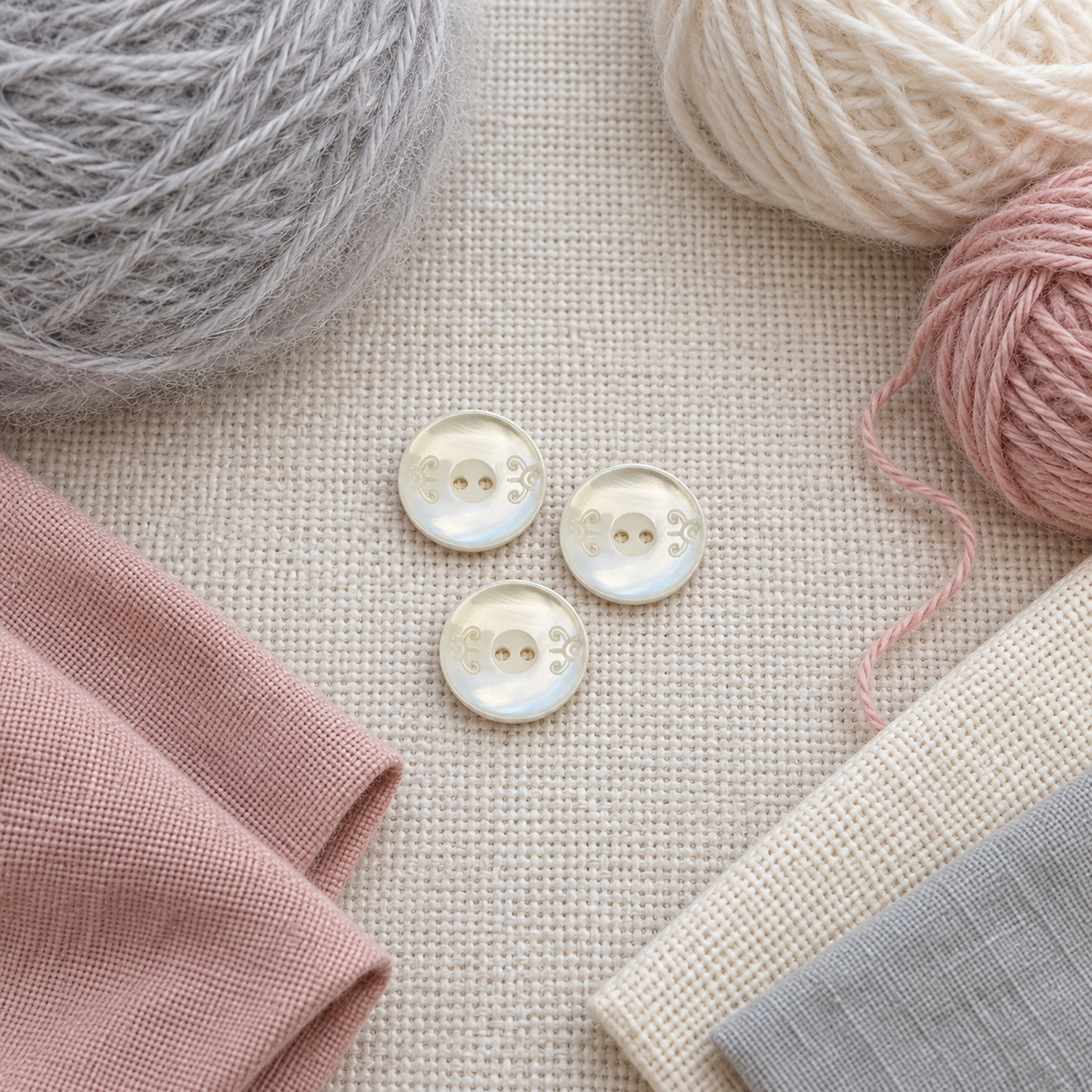Ivory Pearl-Effect Button 18mm – Decorative Scroll Detail