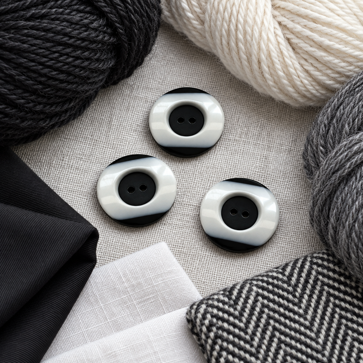 28mm Black and White Button – Sold Individually