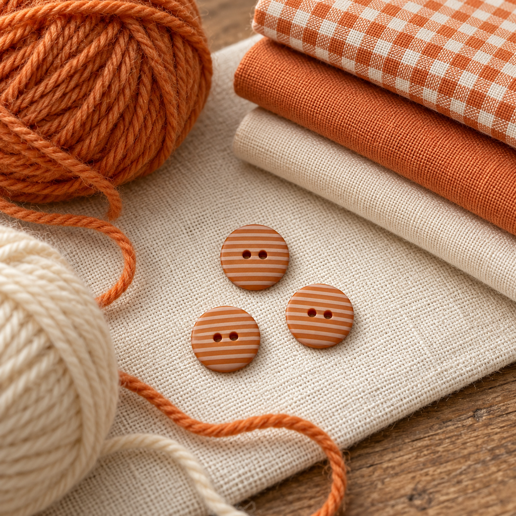 18mm Orange & Cream Striped Button – Sold Individually