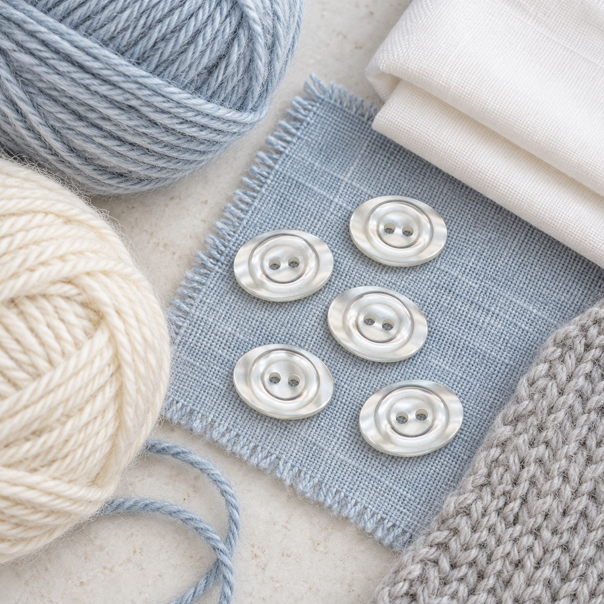 White Pearlescent Two Hole Button – 21mm