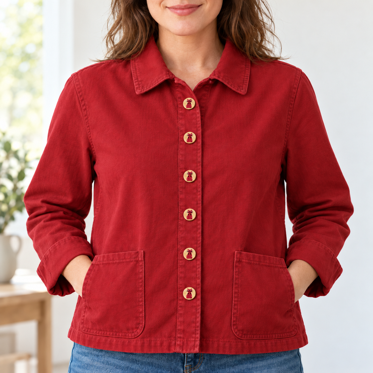 Red Cat Two-Hole Button – 23mm