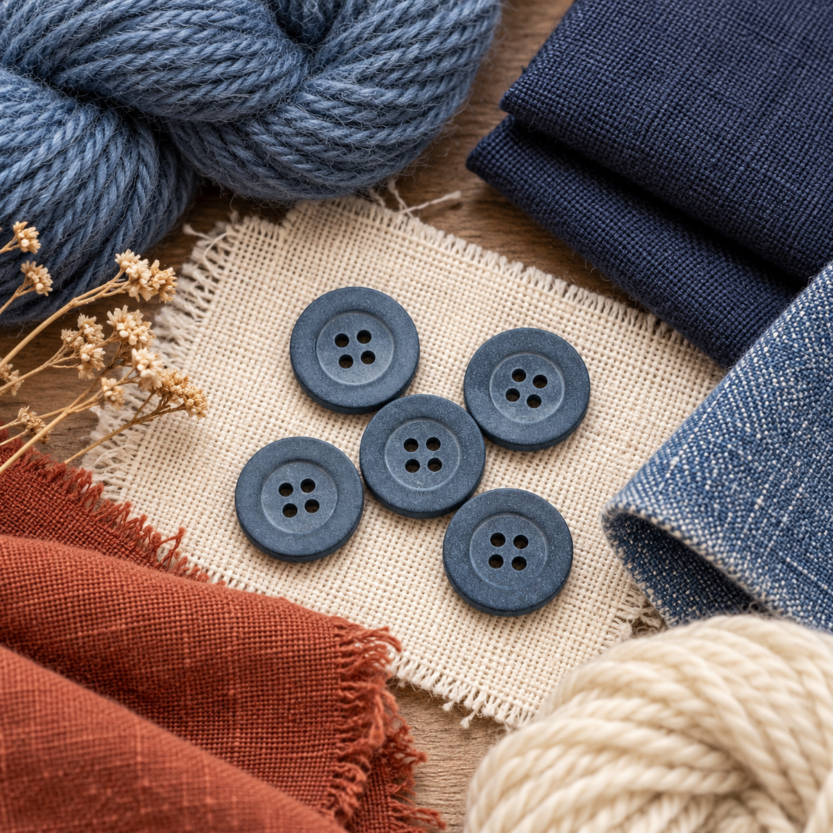 Slate Blue Four Hole Button – 20mm