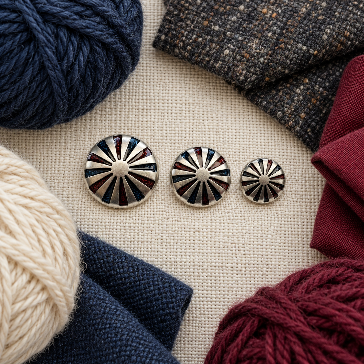 Blue & Red Oil Drop Enamel Metal Buttons – 15mm, 20mm & 23mm