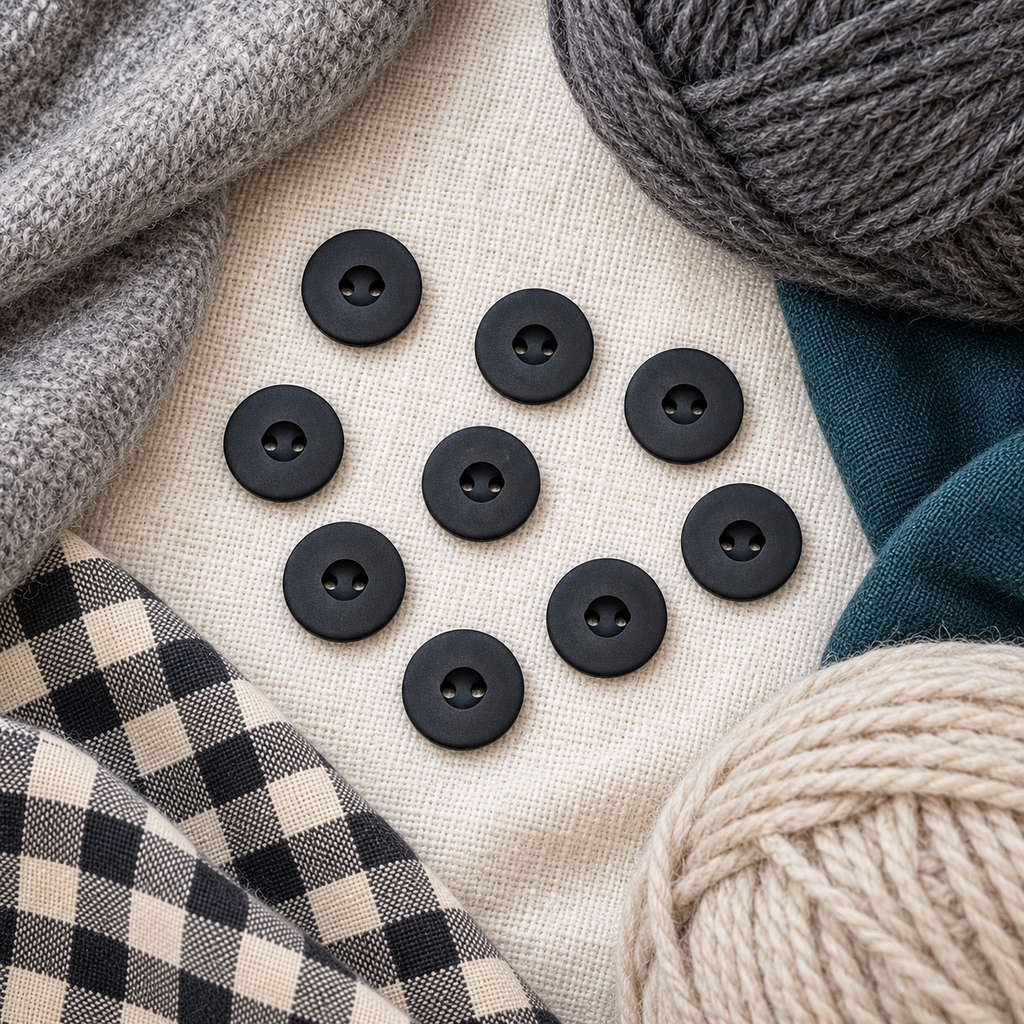 Black Matte Two-Hole Button 18mm