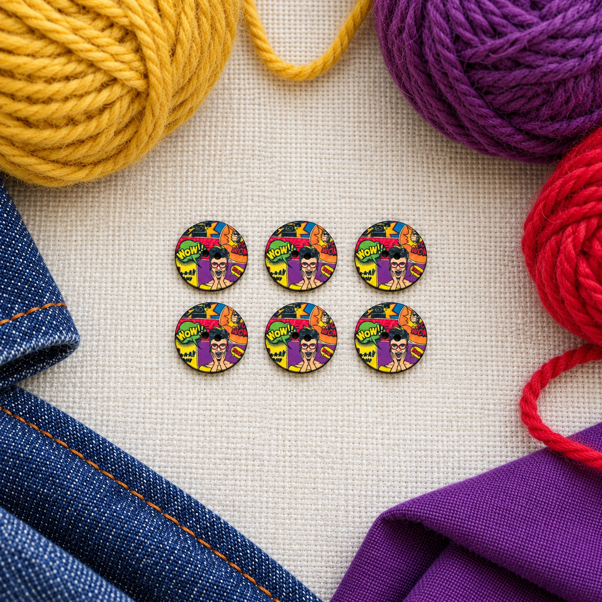Comic Book Button – 23mm, Sold Individually