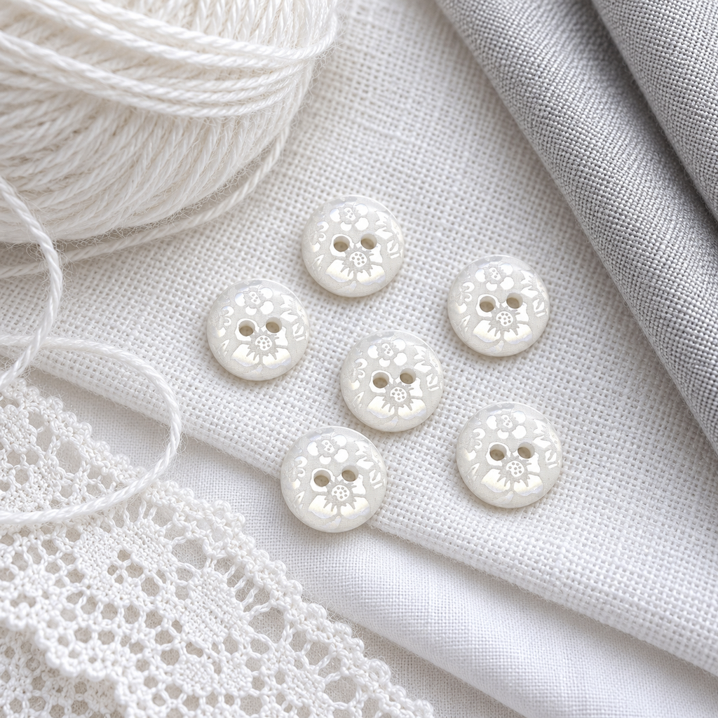 12mm Floral Damask Button – Sold Individually