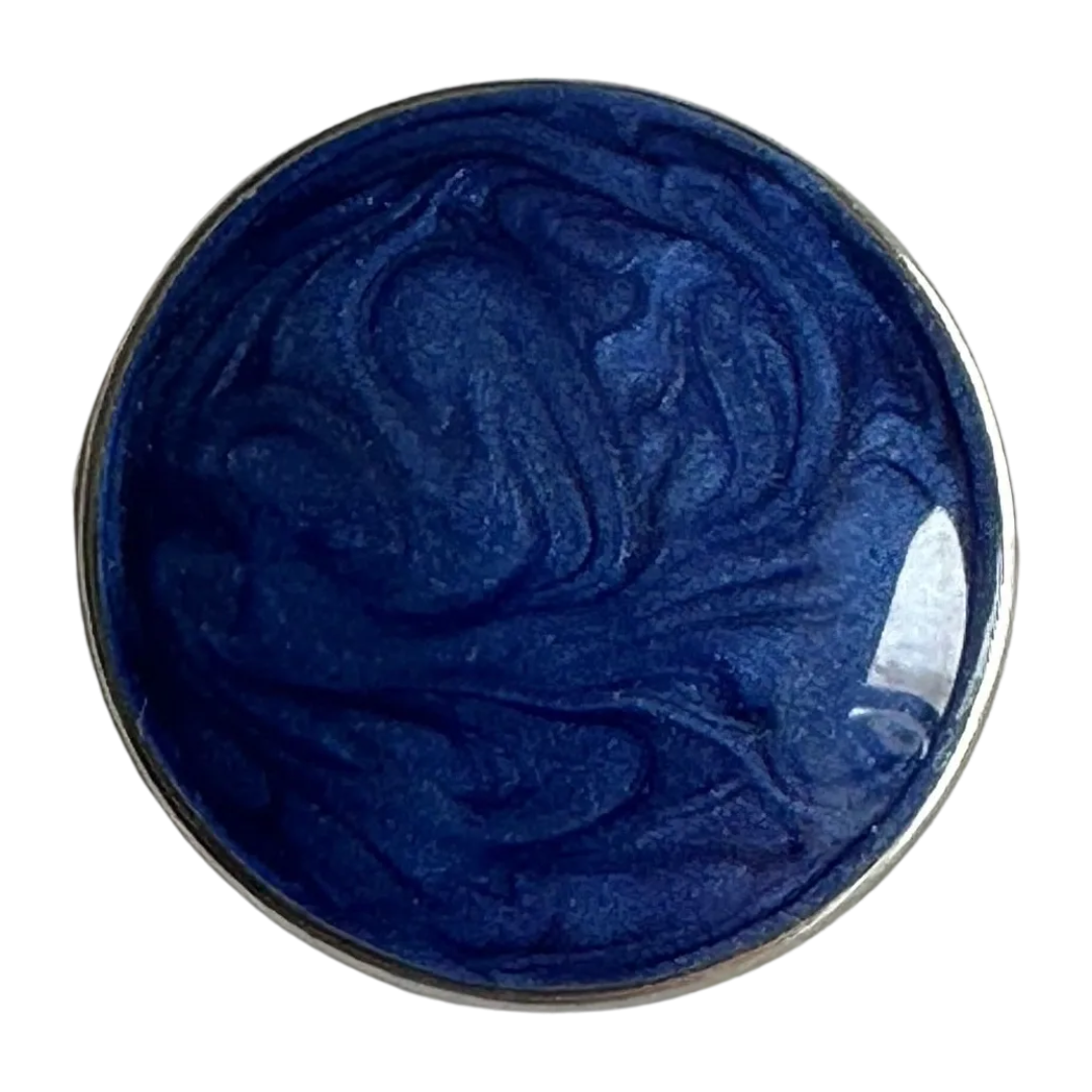 Royal blue button 20mm set in silver-tone metal sold individually