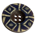 Navy button 23mm with a beige abstract design sold individually