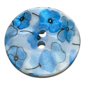 Blue flower button 23mm pearlised on a white background sold individually