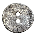 Silver Engraved Metal Button – 18mm – Decorative Pattern – Sold Individually