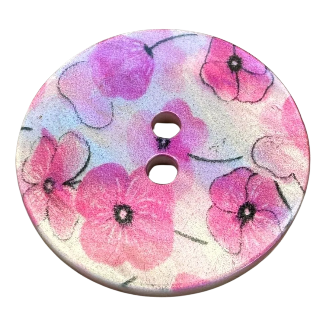 Pink Flower Buttons 23mm – Pearly Floral Button – Sold Individually