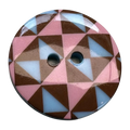 Geometric Cardigan Buttons 23mm – Pink, Brown & Cream Triangle Design – Sold Individually