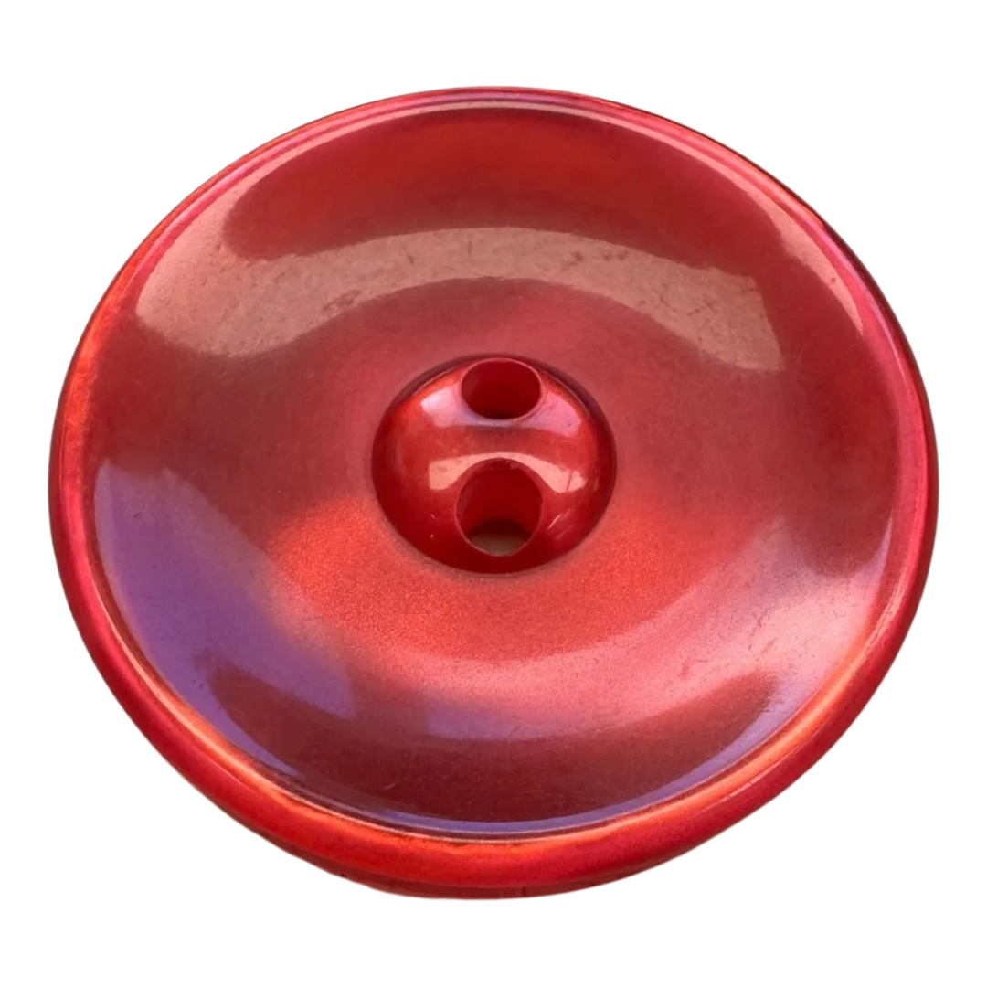 Red Hand-Dyed Button – 28mm (44L, 1 1/8") – Two Hole – Sold Individually