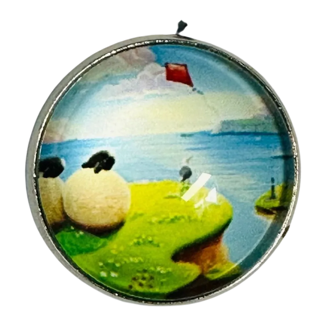 Seaside Sheep button 22mm glass and metal designer range sold individually