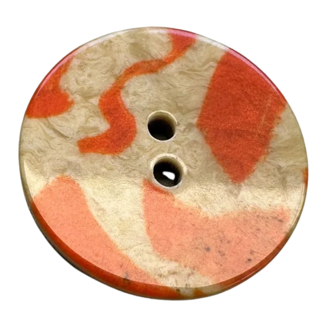 Orange Marbled Button 23mm – Cream and Amber Effect Coat Cardigan Button – Sold Individually