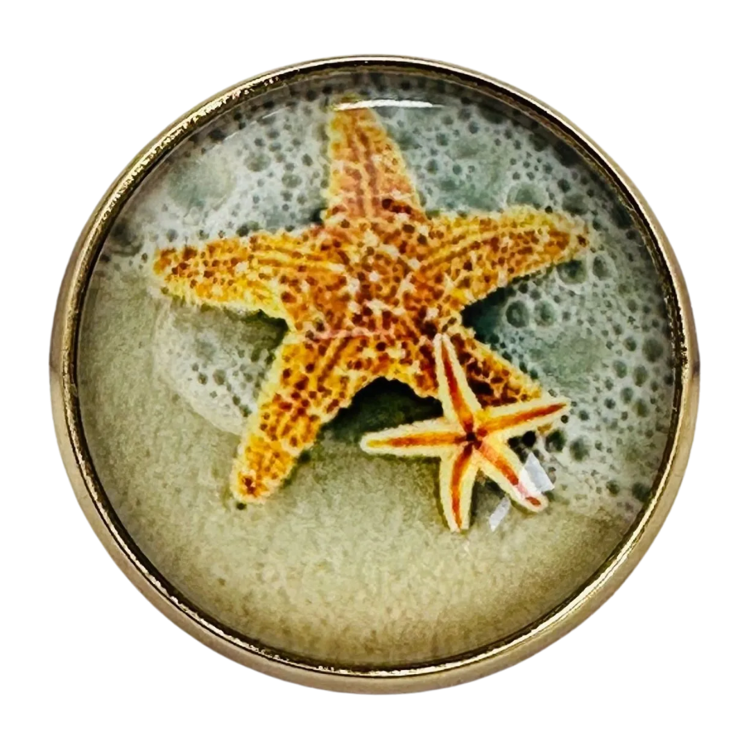 Starfish button 22mm glass and metal inspired by Cornwall sold individually